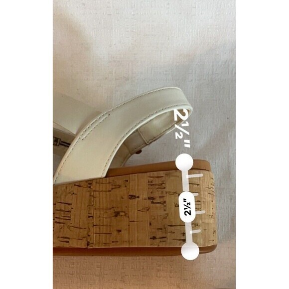 Clarks Kimmei Cork White Leather Platform Wedge Strappy‎ Sandals Sz. 9 - Picture 4 of 5